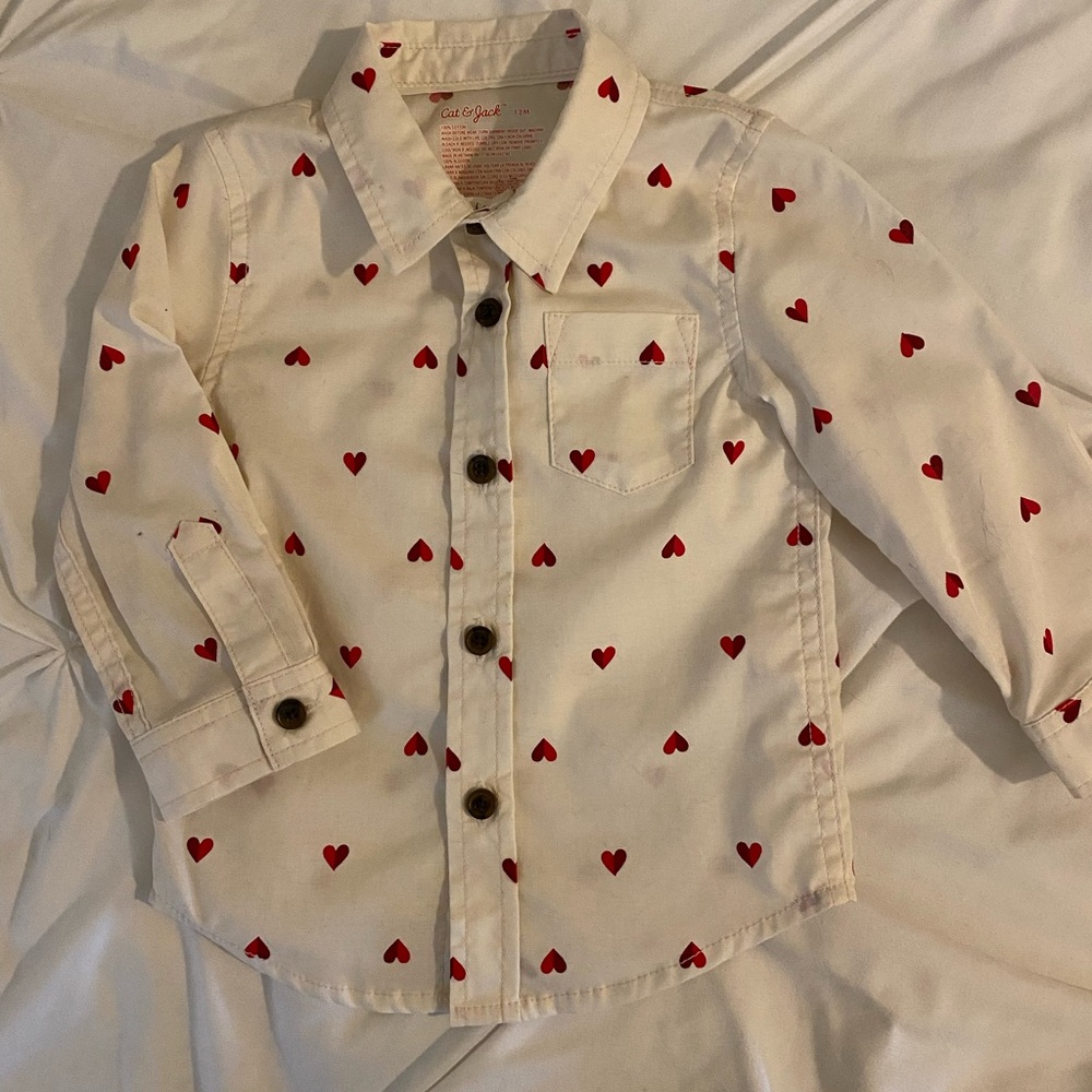 Toddler boys Kids Heart Print Button-Up Shirt